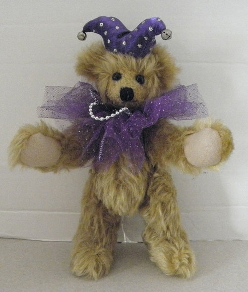 8" Jointed Artist Designed Fuzzy Golden Jester with Long Mohair Teddy Bear