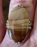 Beautiful Classic Style Sterling Silver and Jasper Ring size 8 1/2