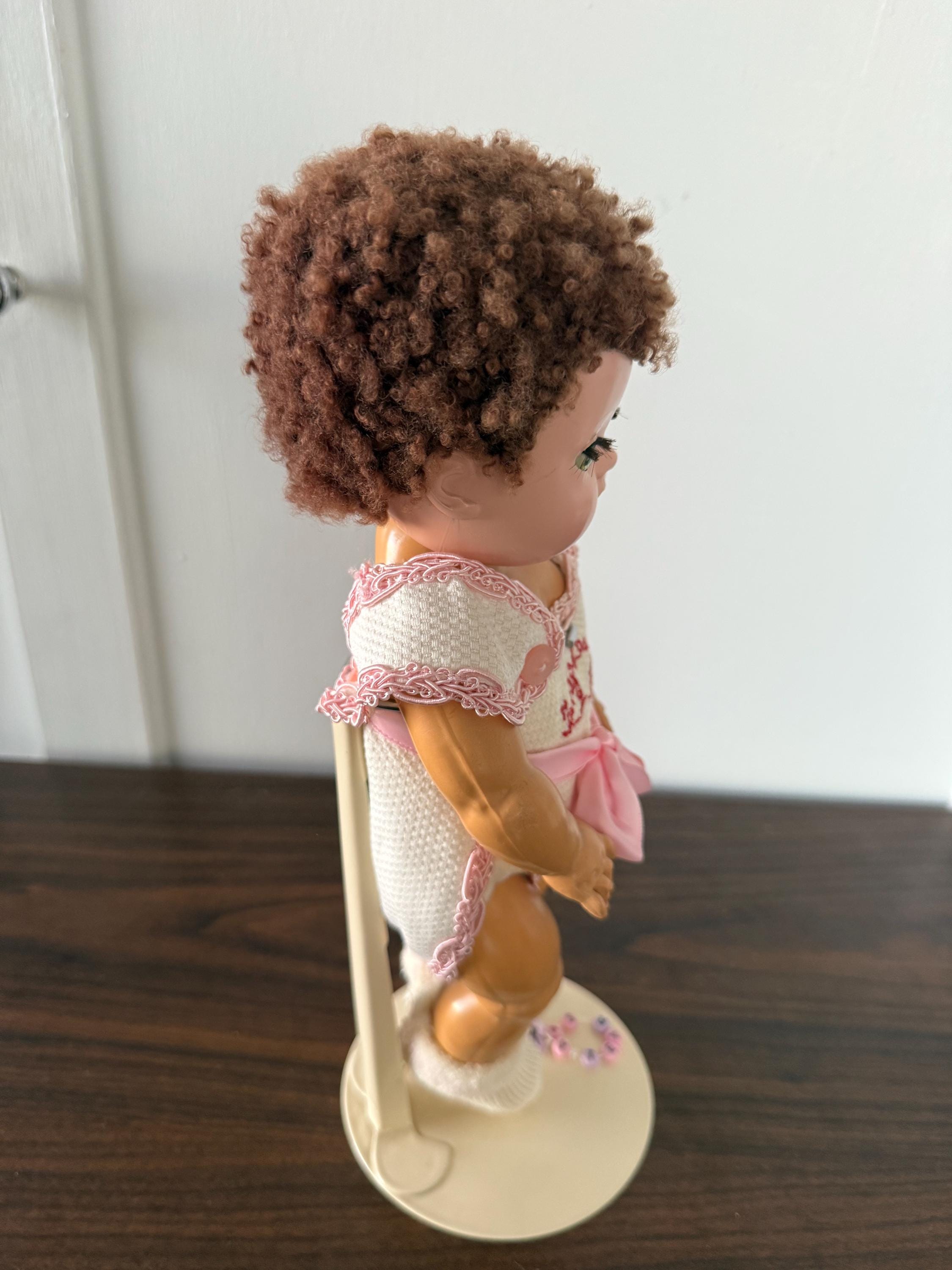 Vintage American Character Tiny Tears Doll Caracul Wig with Original Clothes and Bracelet