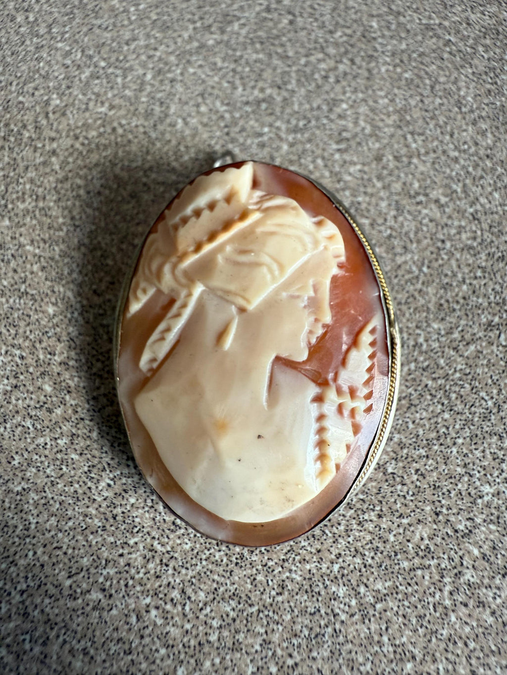 Vintage Antique Hand Carved Shell Cameo Pin/Pendant 800 Sterling Silver