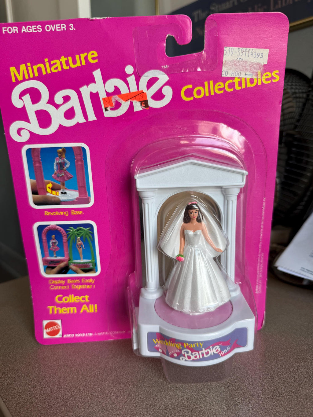 Vintage 1989 Collector Edition Miniature Wedding Party Barbie Collectibles with Revolving Bases