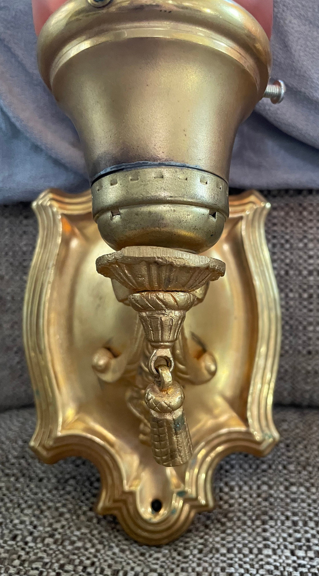Rare Vintage/Antique 2 Wall Sconces with Carnival Glass Shades