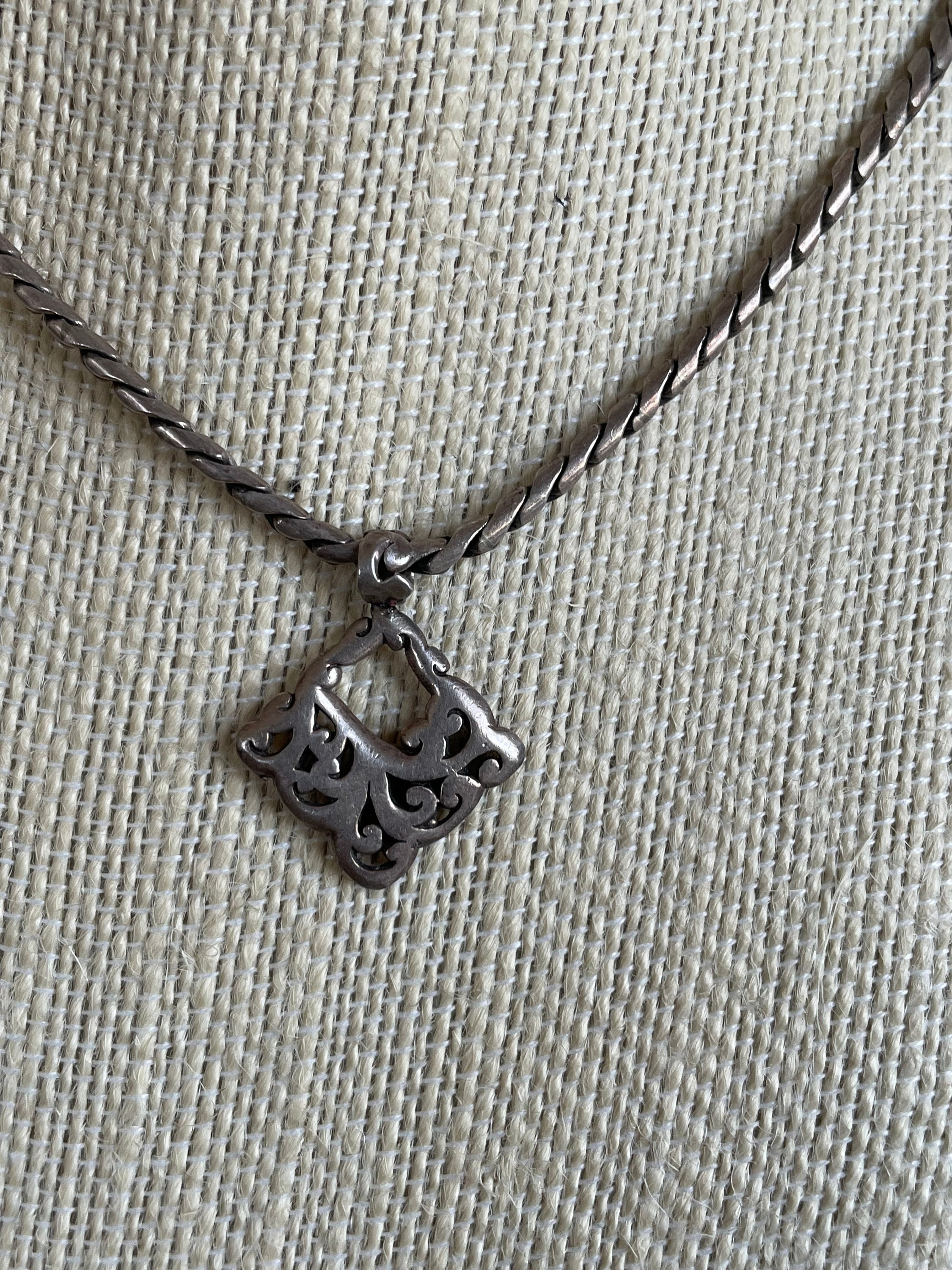 Vintage Heavy Sterling Silver Signed Lois Hill Fine Jewelry Necklace with Pendant