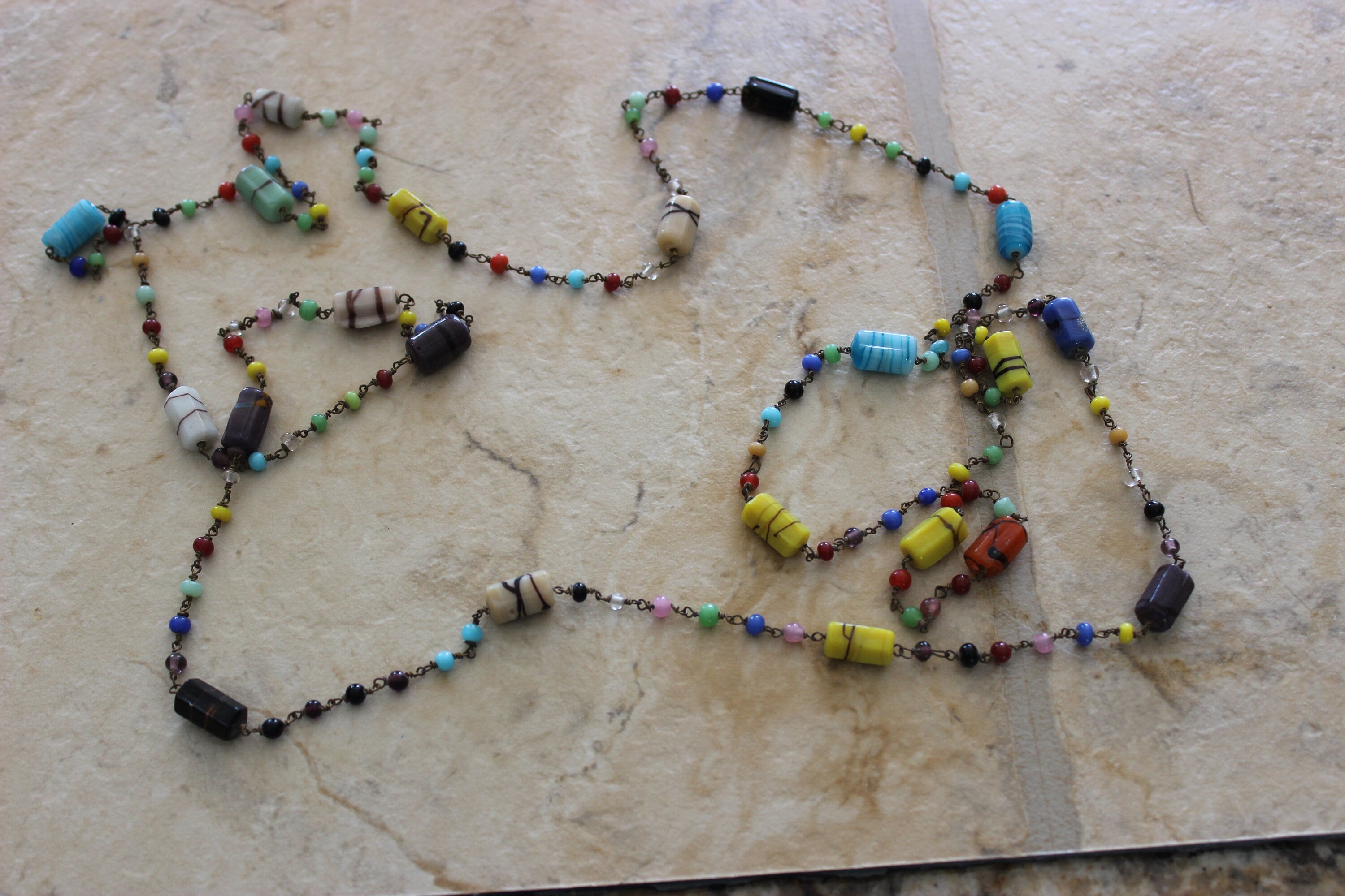 Vintage Multi Color Venetian Millefiori Necklace Murano Glass Italian