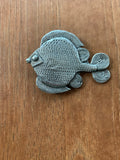 Huge Vintage Custom Artist Signed Sterling Silver Fish Pin/Pendant