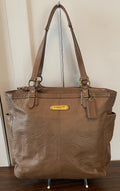 Vintage Genuine Bronze Leather Coach Purse Shoulder Bag Double Handle