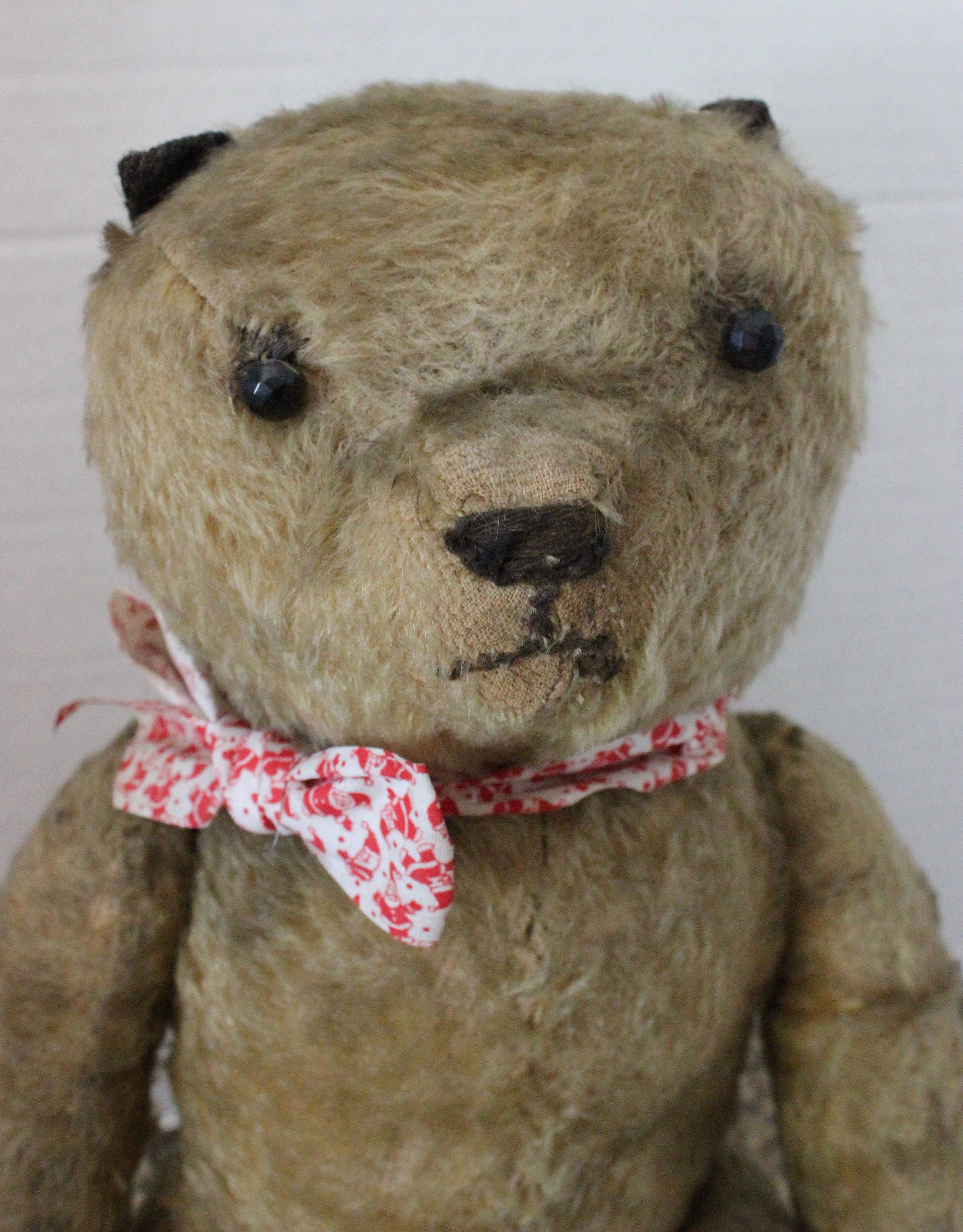 Rare Old 1920's 18" Antique German German Strunz? Steiff? Primitive Blonde Mohair Straw Stuffed Teddy Bear