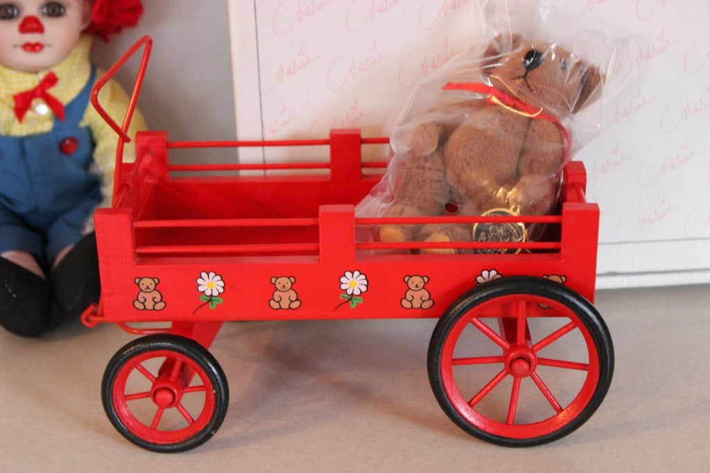 MIB Rosie & Rags Knickerbocker Bear w Wagon Marie Osmond Dolls
