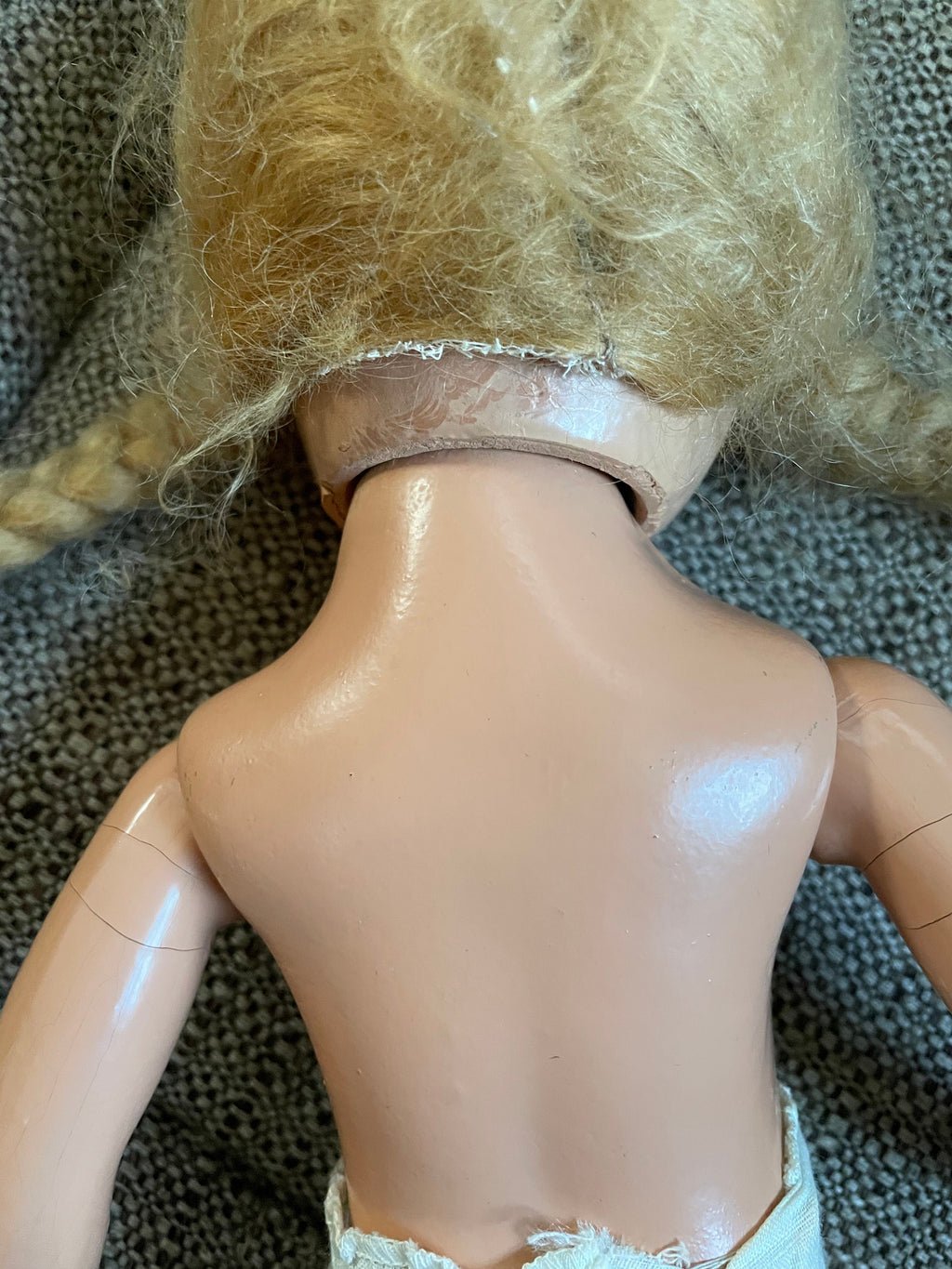Beautiful Vintage 17" Composition Doll With Mohair Wig Open Mouth with Teeth
