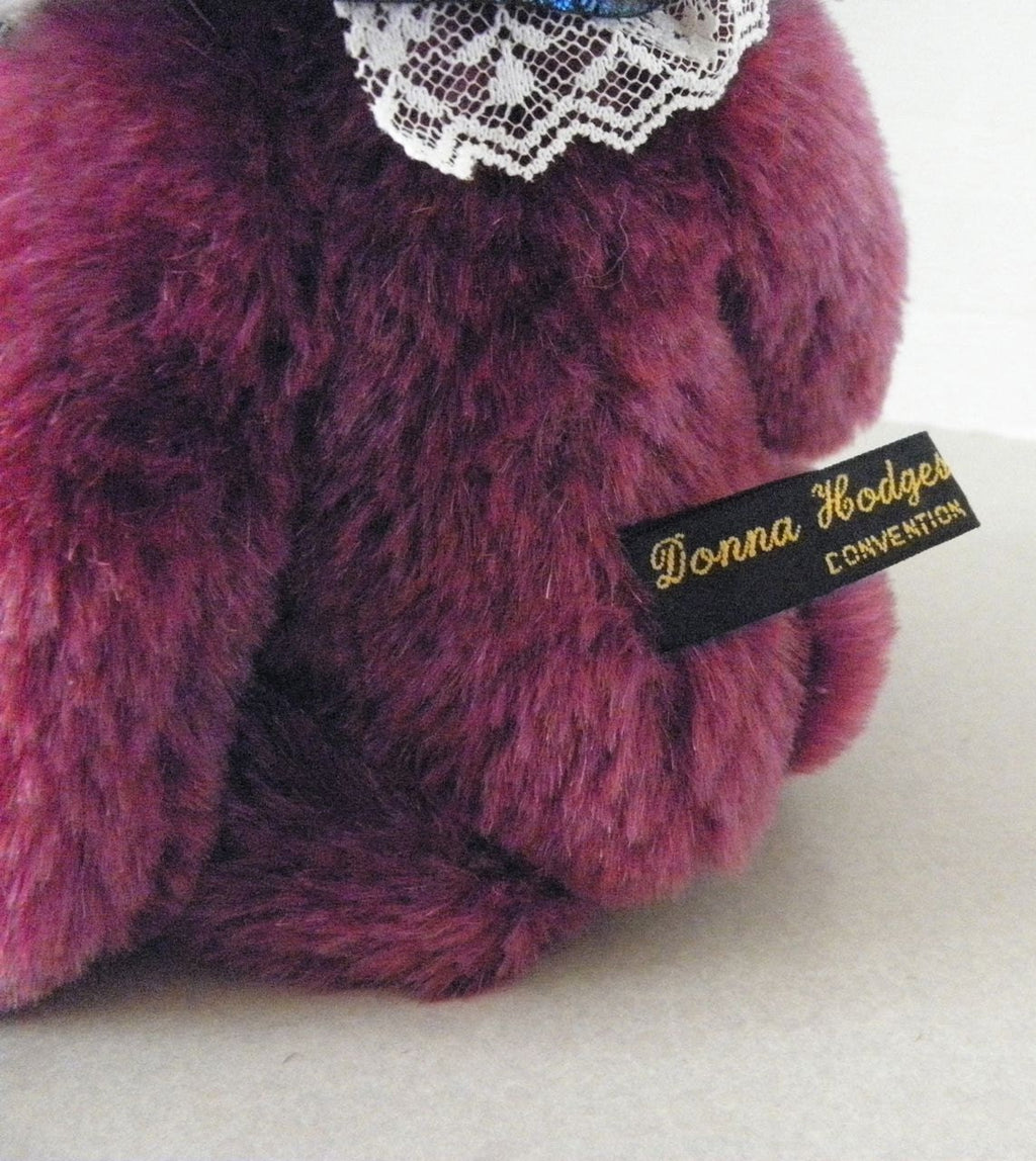 Jointed Fuzzy Jester Red/Burgundy Artist Donna Hodges Mohair Teddy Bear 13"