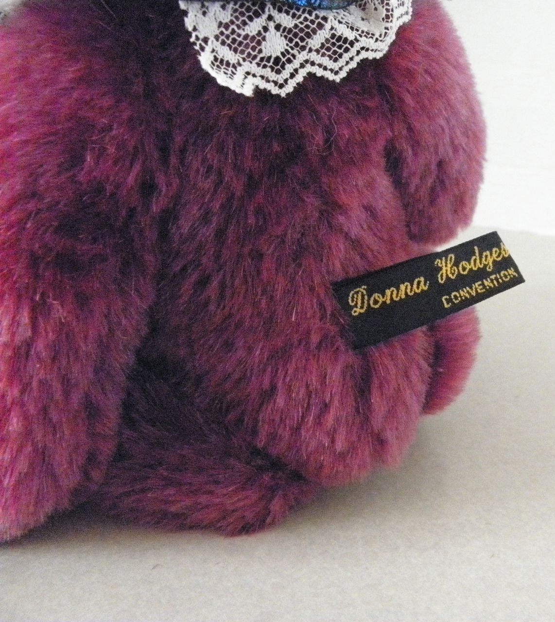 Jointed Fuzzy Jester Red/Burgundy Artist Donna Hodges Mohair Teddy Bear 13"
