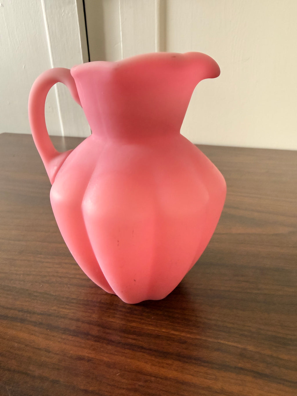 Vintage Fenton Rose Pink Satin Glass Creamer Pitcher  5 1/2"