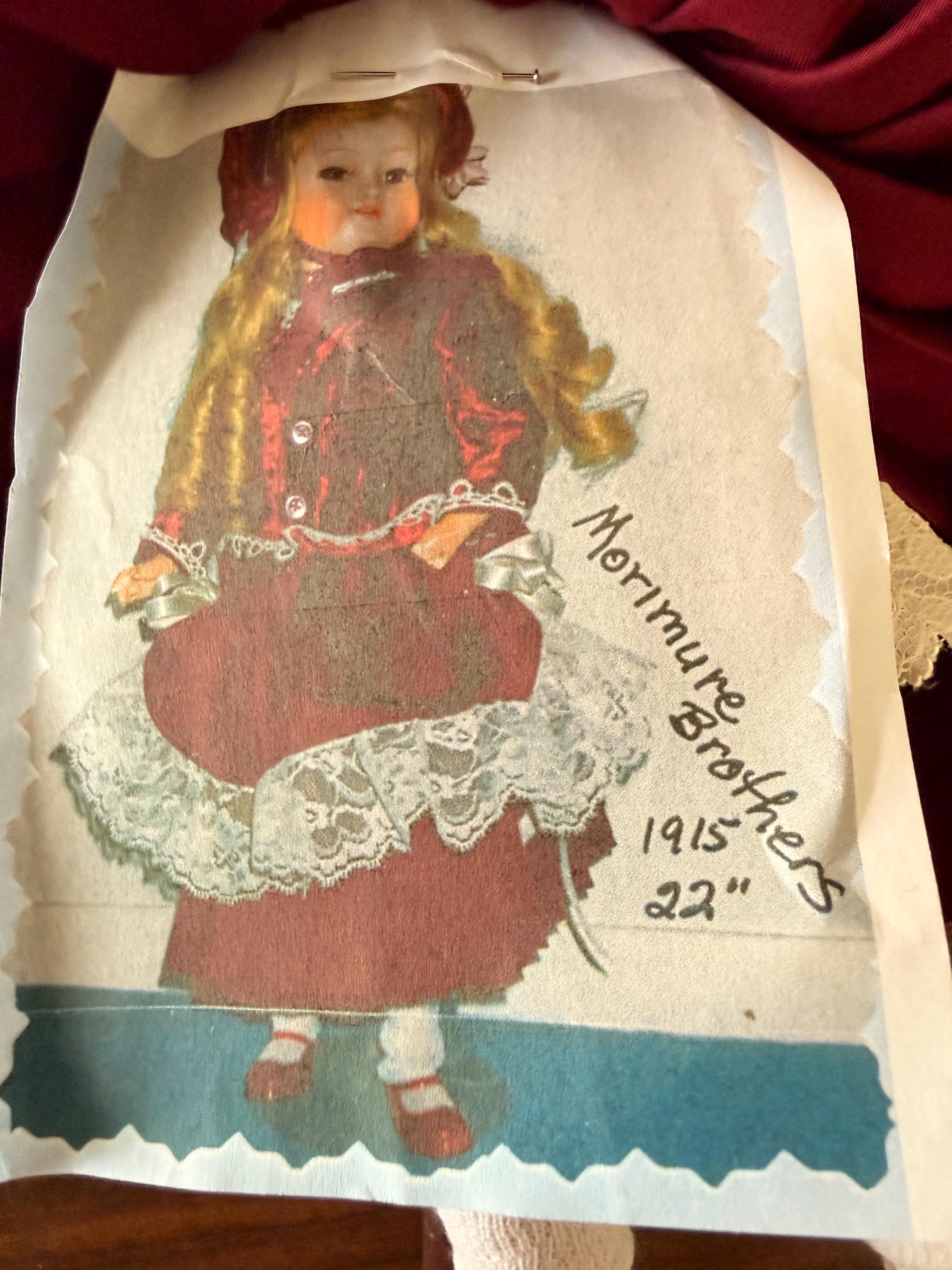 Antique 19" Antique Morimure Brothers Doll Japan Open Mouth with Teeth Brown Glass Eyes