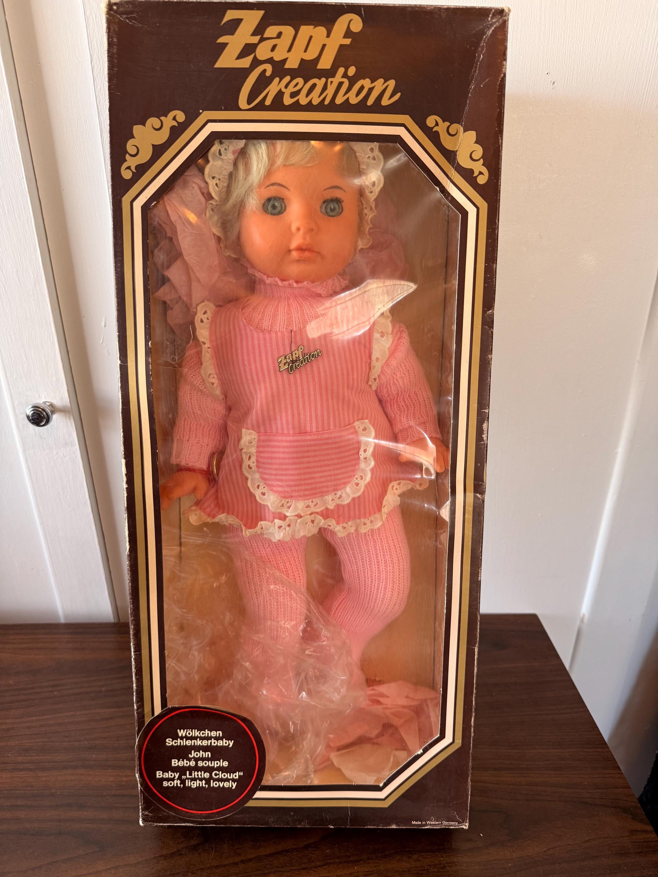Estate Find Vintage 1970's Zapf Creation 18" Baby Doll "Little Cloud" in Box