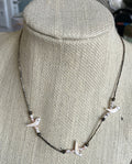 Vintage Sterling Silver Beaded Carved Shell Birds Fetish Necklace