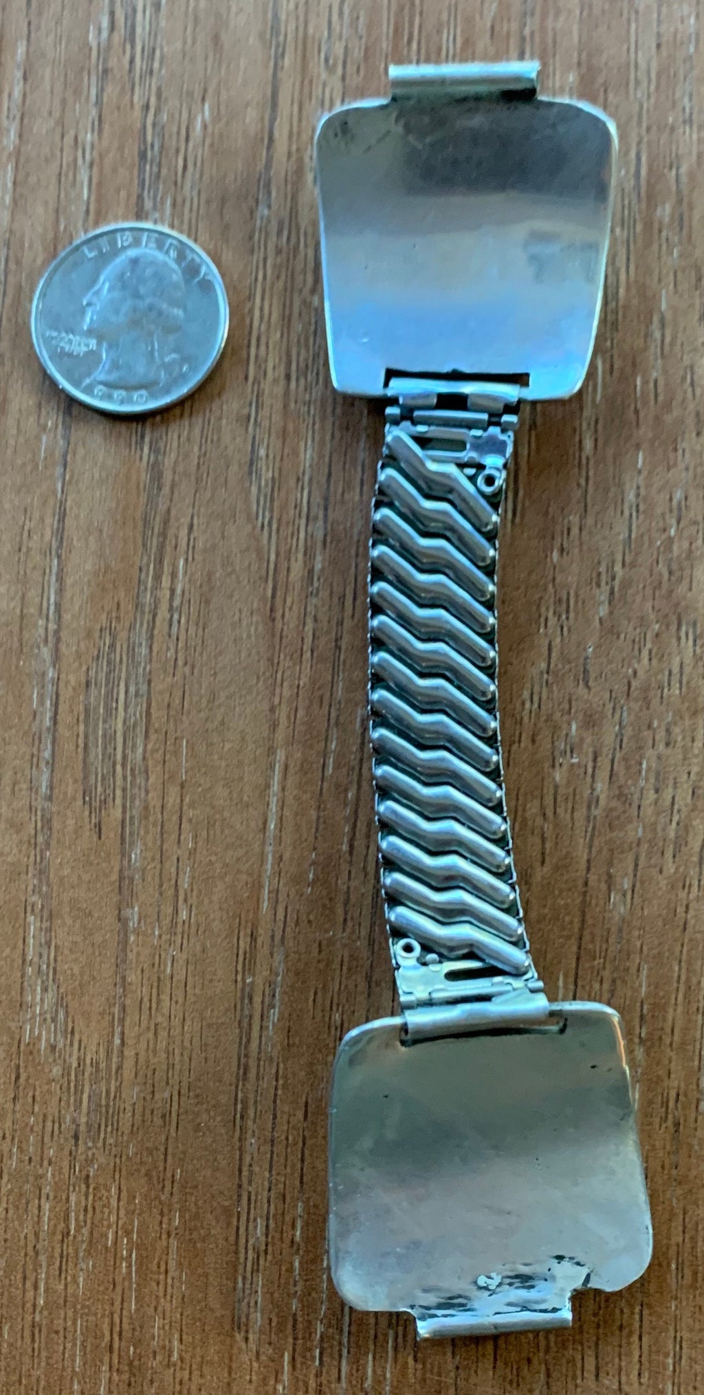 Large Vintage Native American Sterling Silver Watch Band with Turquoise