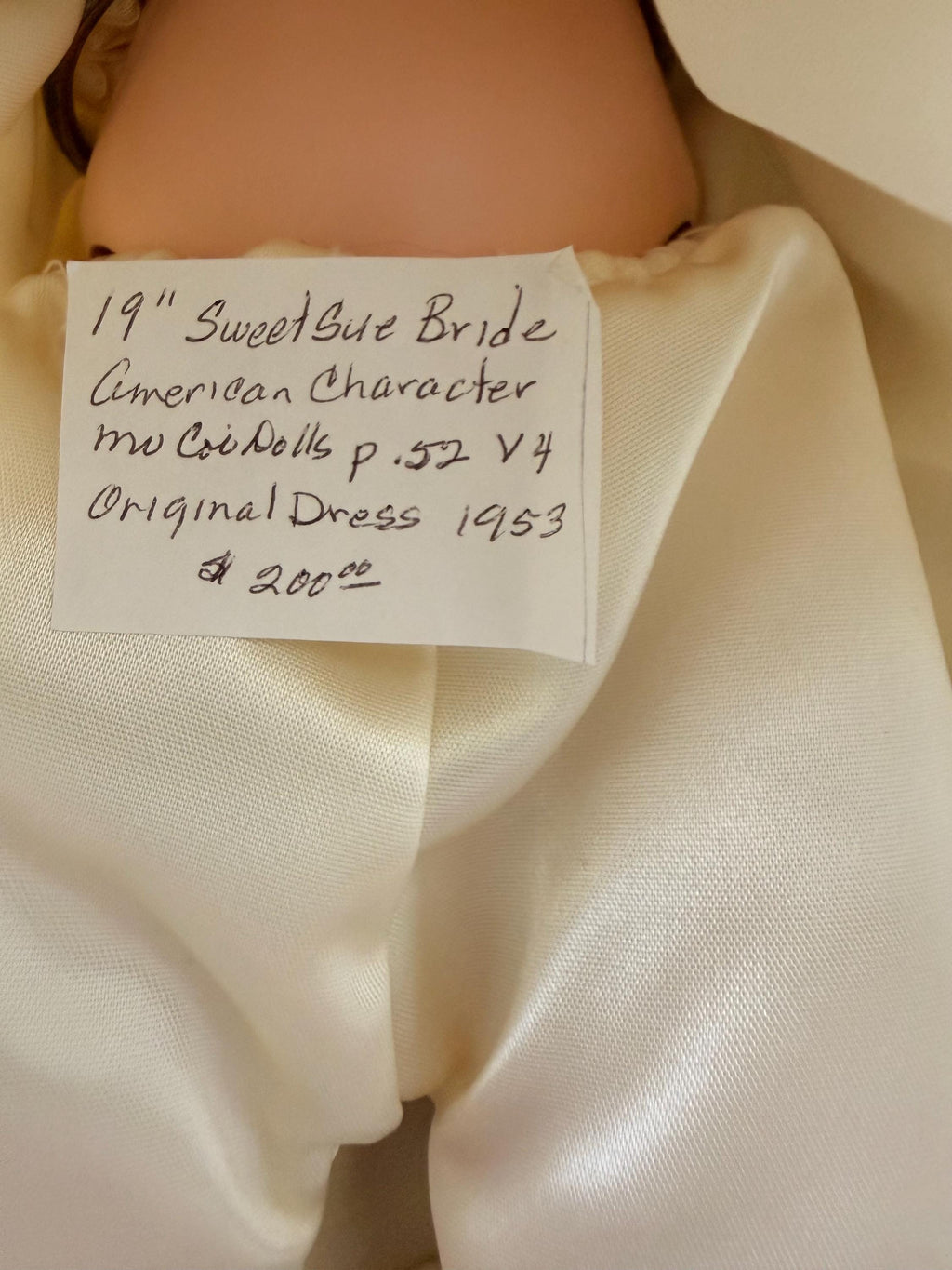 Estate Find 1950's American Character Doll Sweet Sue In her Wedding Dress