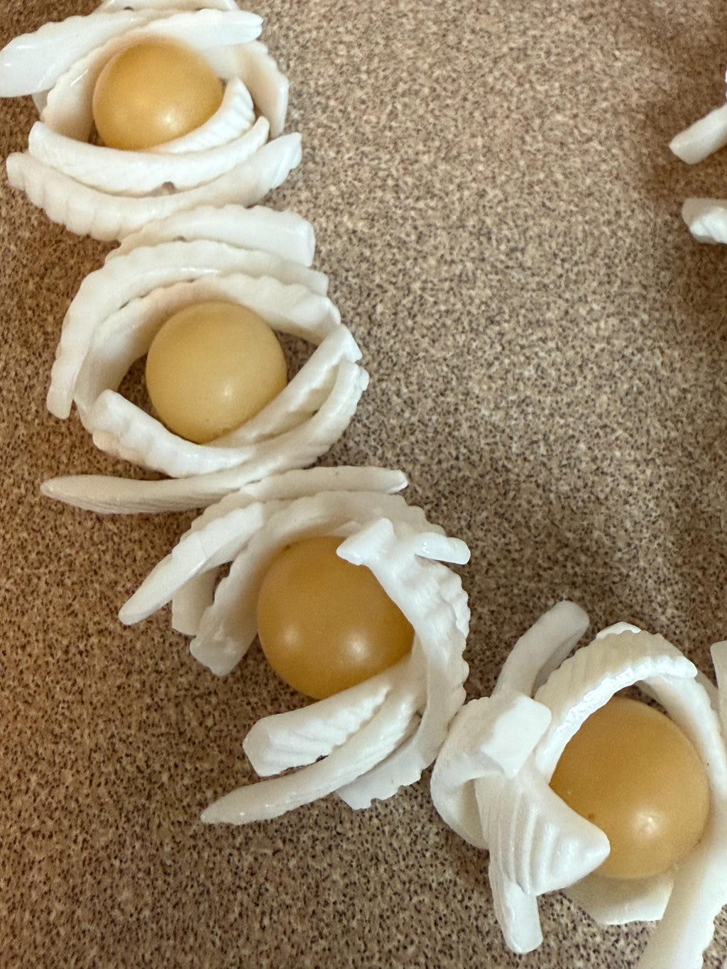 Vintage Yellow Shell Beads and Puka Shell Necklace
