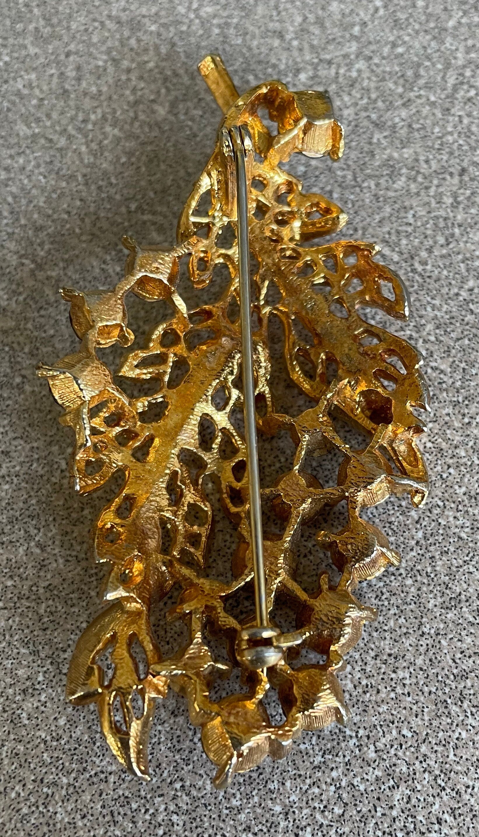 Vintage Cluster of Grapes Rhinestone Brooch Pin