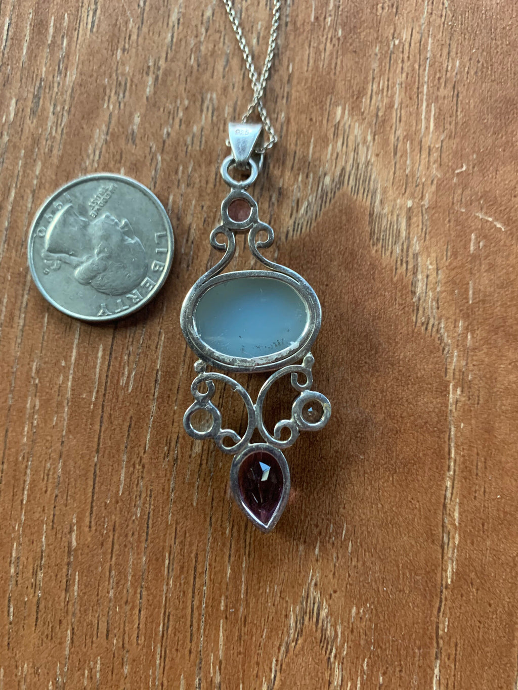 Beautiful Unique Sterling Silver Titanium Druzy Amethyst Pendant Necklace