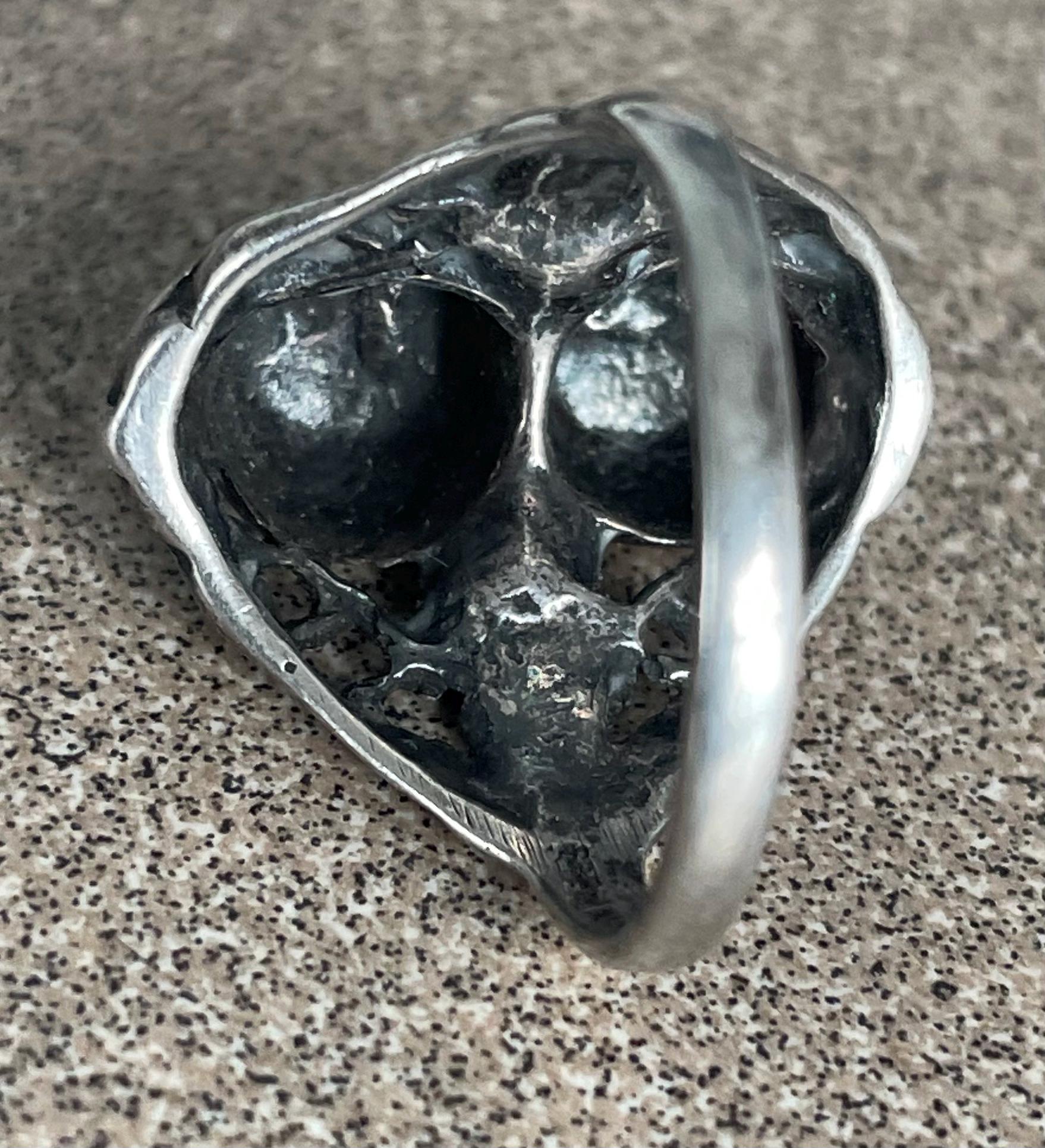 Unique Vintage Artist Signed JP Ladies Sterling Silver Double Silver Pearl Ball Ring Size 6