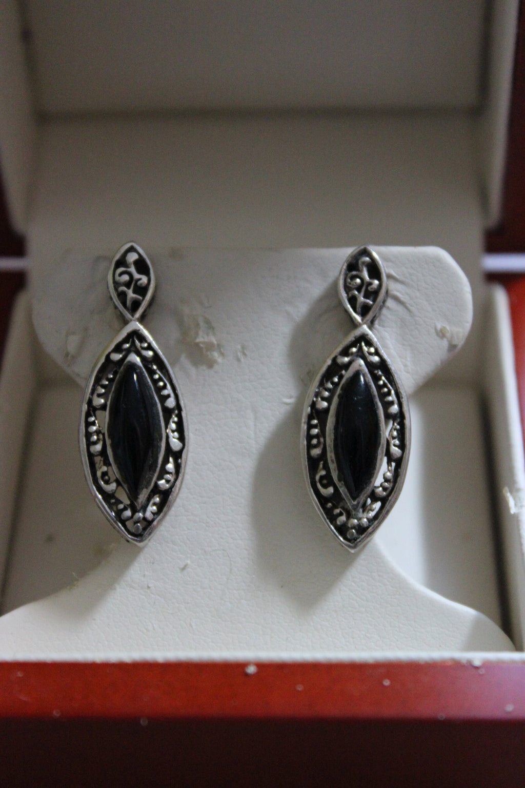 Vintage Sterling Silver and Black Onyx Post Earrings