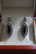 Vintage Sterling Silver and Black Onyx Post Earrings