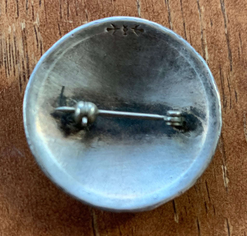 Heavy Victorian Sterling Silver Button Pin