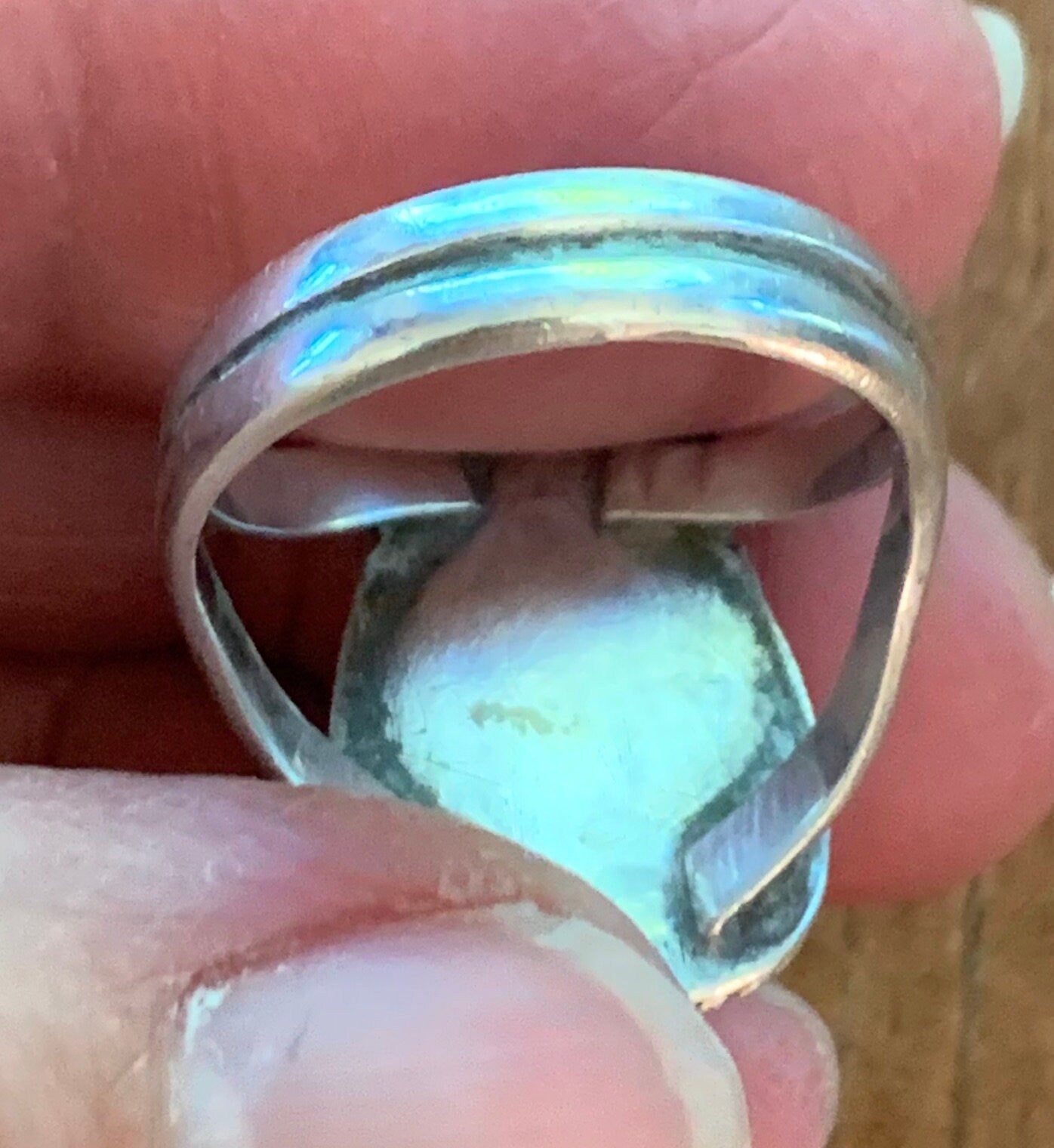 Vintage  Sterling Silver Native American Green Turquoise Bear Paw Ring Size 8