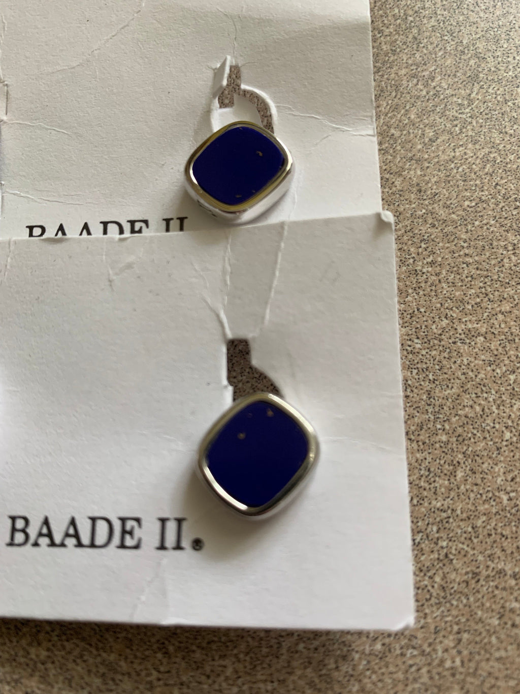 Vintage Stainless Steel Lapis Lazuli Button Cuff Links