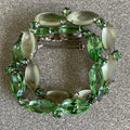 Stunning Large D & E Juliana Vintage Green and Yellow Double Circle Brooch Pin