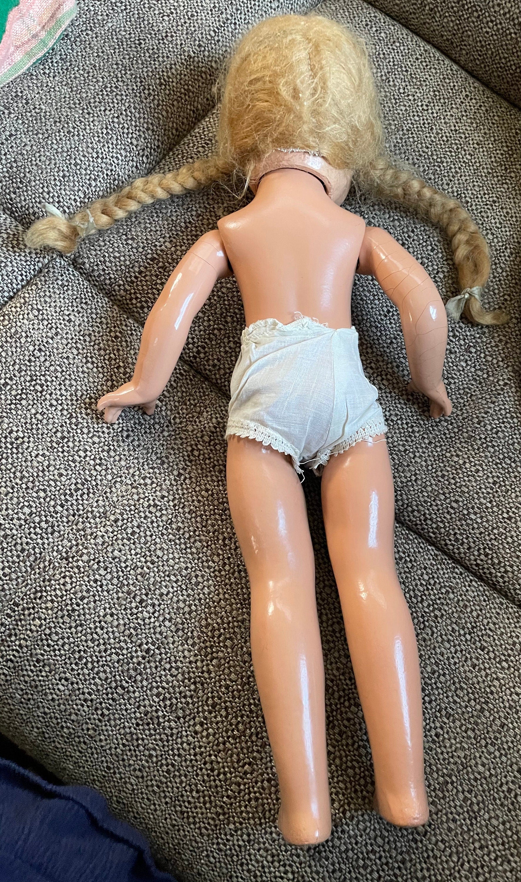 Beautiful Vintage 17" Composition Doll With Mohair Wig Open Mouth with Teeth