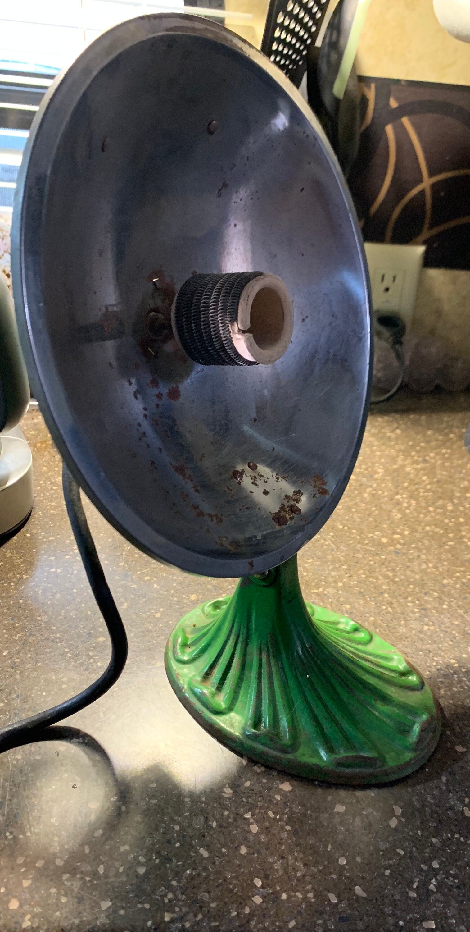 Unique Antique 1920's Painted Green Cast Iron Heat Lamp