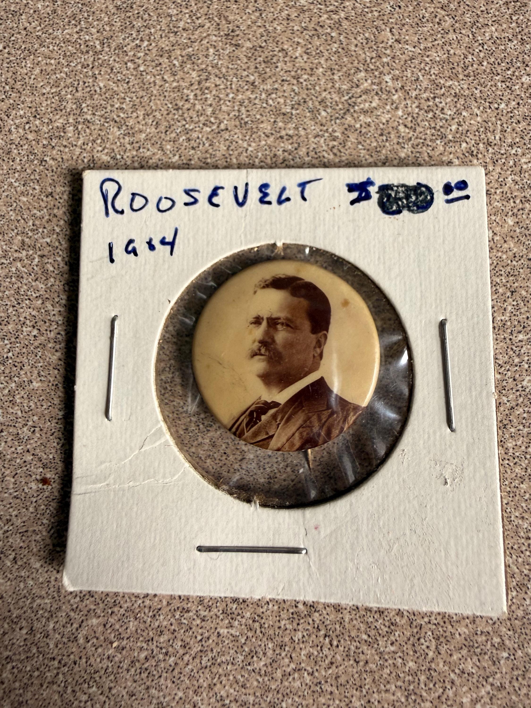 Pair of Original Teddy Roosevelt Political Campaign Button Pins 1904 Image Pictures