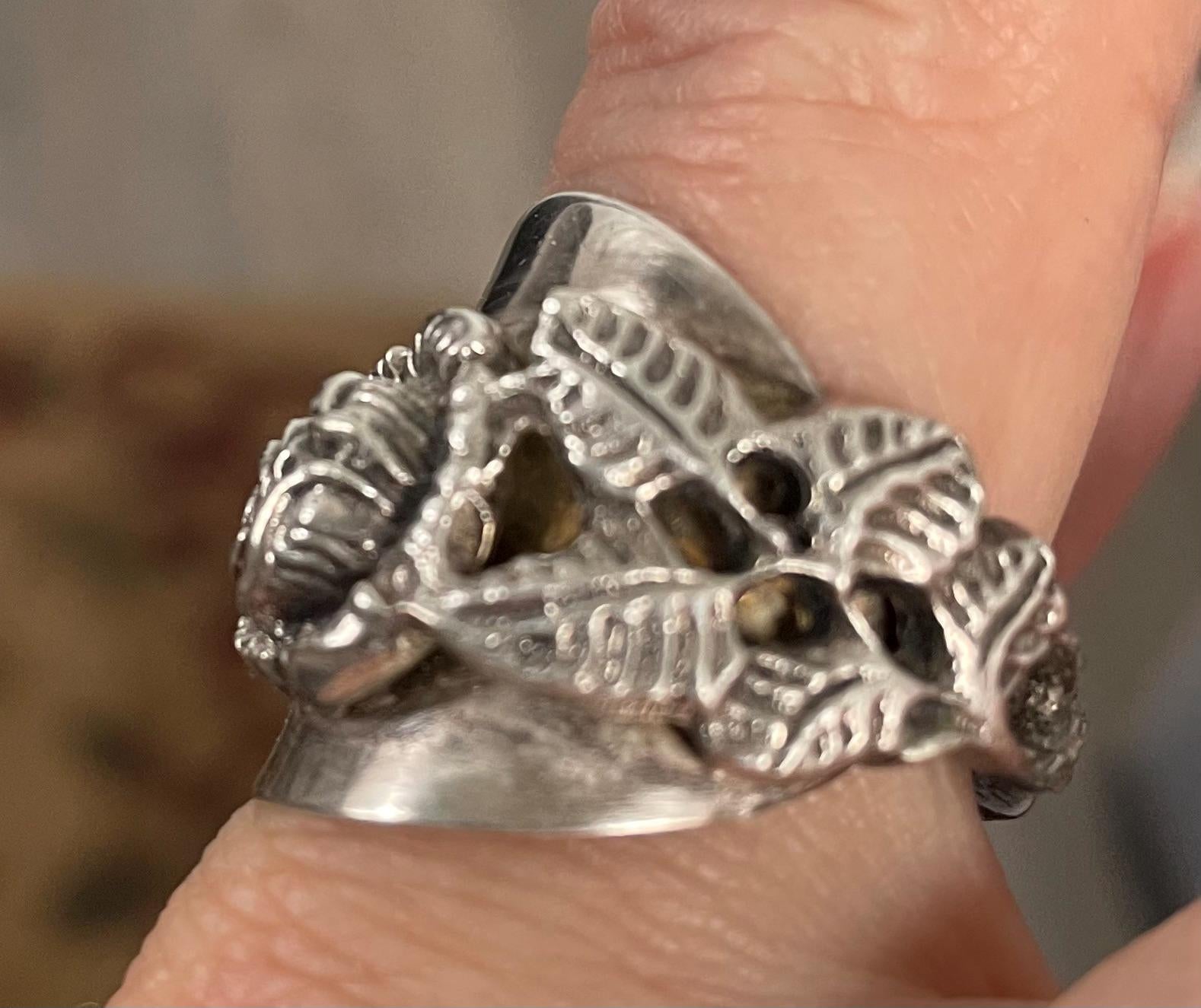 Unique Vintage Ladies Heavy Sterling Silver Rose Spoon Ring Size 10