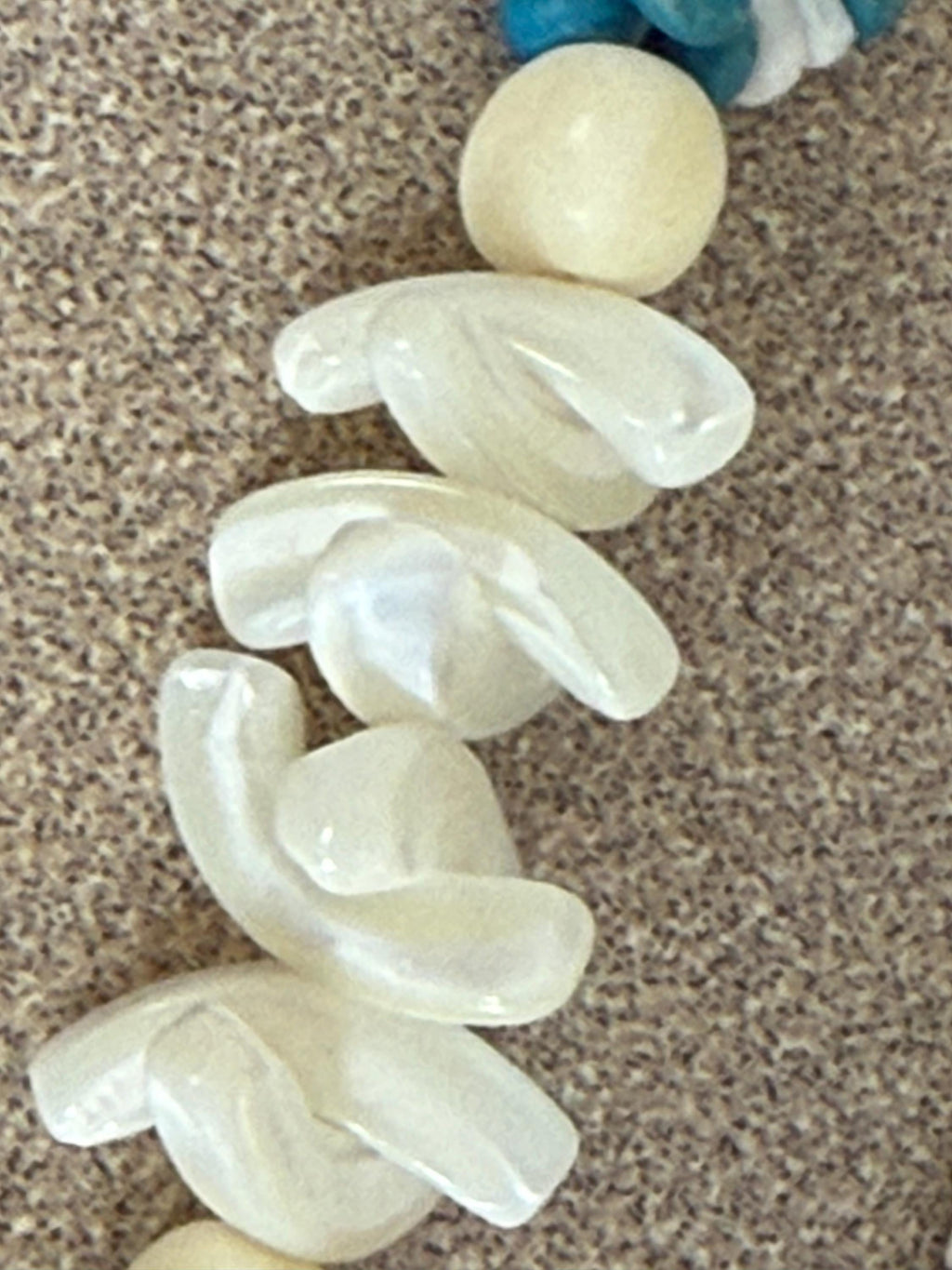 Vintage Blue and White Abalone Mother of Pearl and Puka Shell Necklace