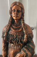Vintage Heavy Plaster Native American Indian Lady Statue Looks Like Bronze