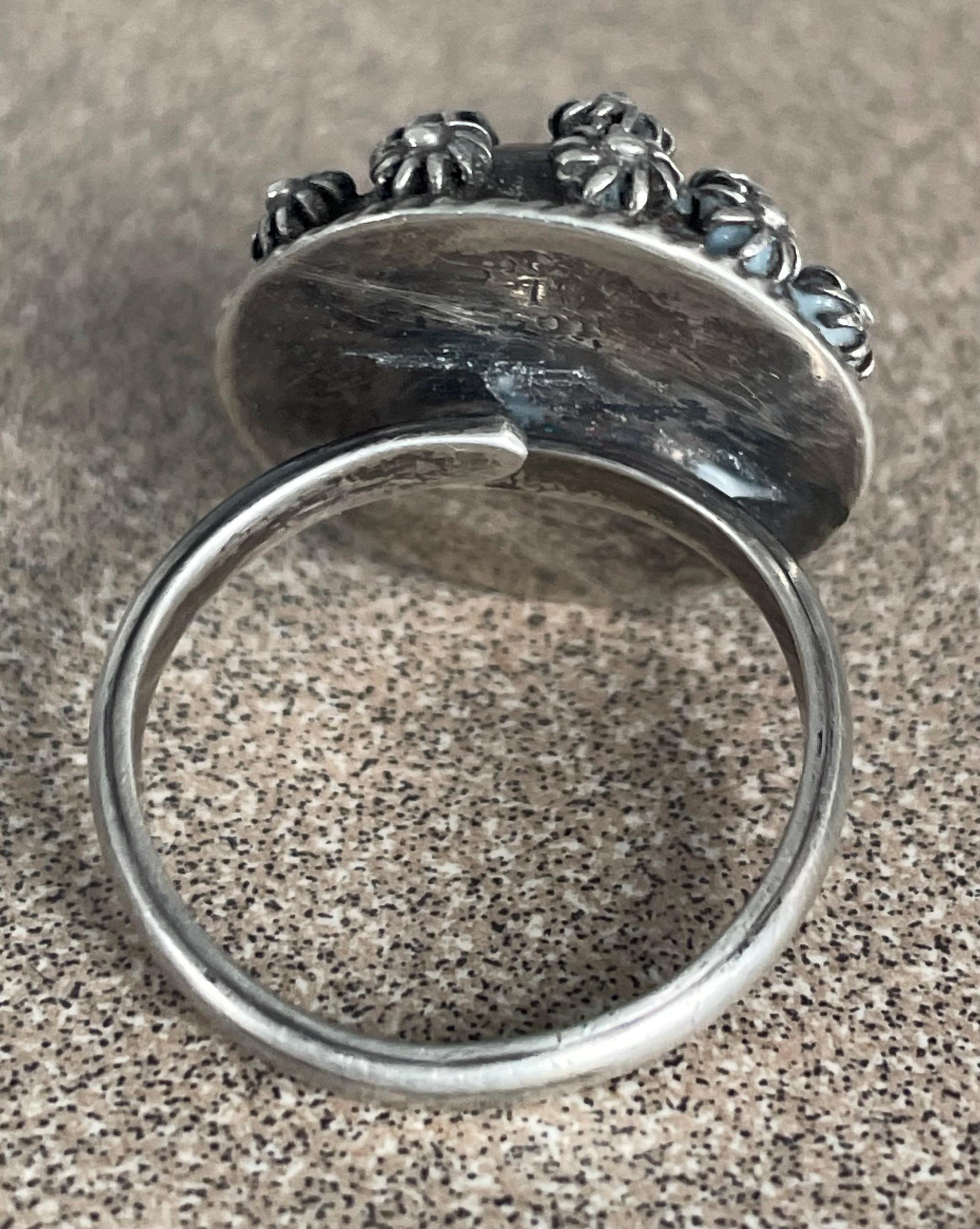 Beautiful Sterling Silver  Unique Artist Stamped Taxco Mexico Ring Size is Adjustable