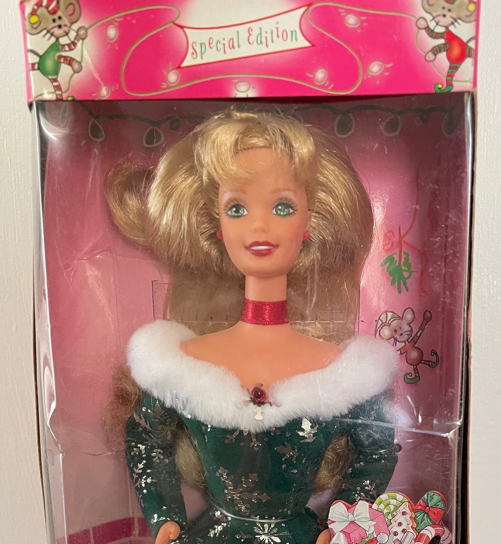Vintage 1997 Festive Season Barbie Doll in the original box With Green Eyes Christmas