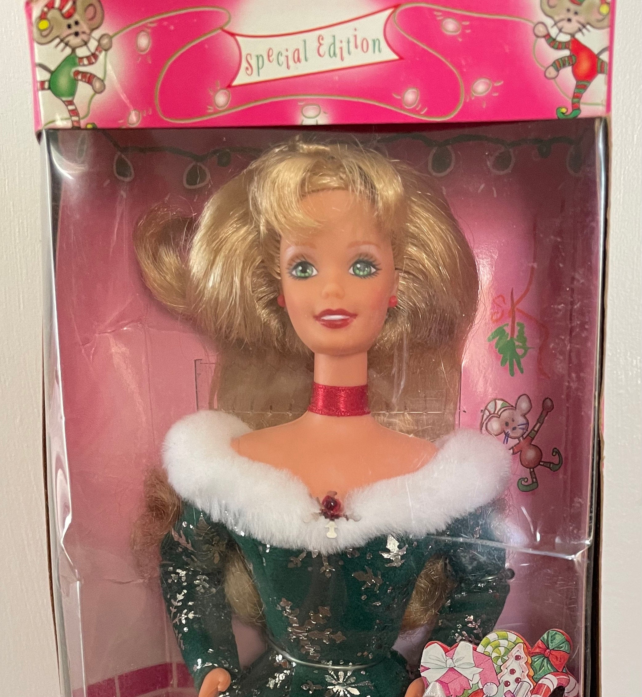 Vintage 1997 Festive Season Barbie Doll in the original box With Green Eyes Christmas