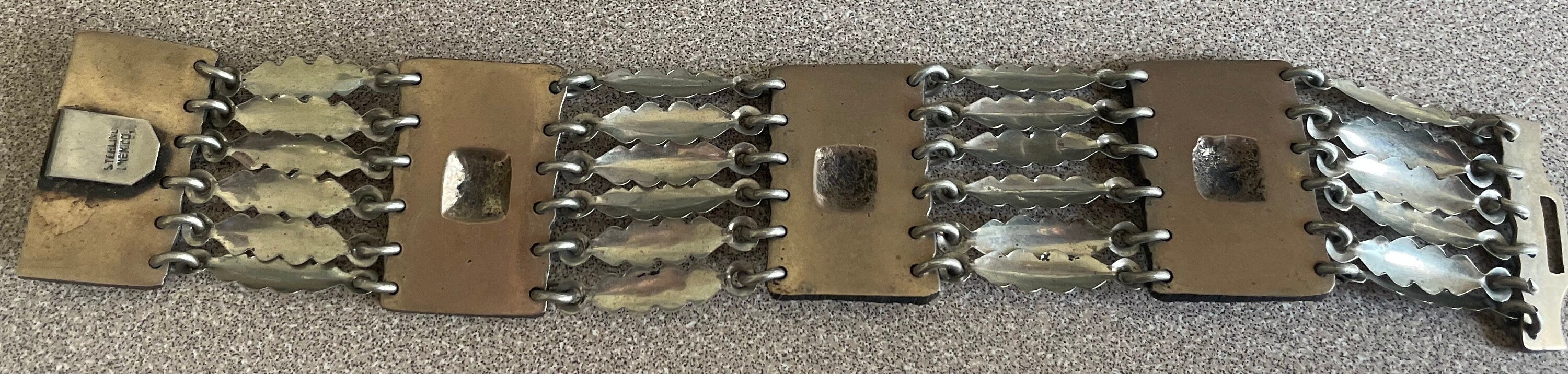 Estate Taxco Signed Mexican Ornate Sterling Silver Bracelet