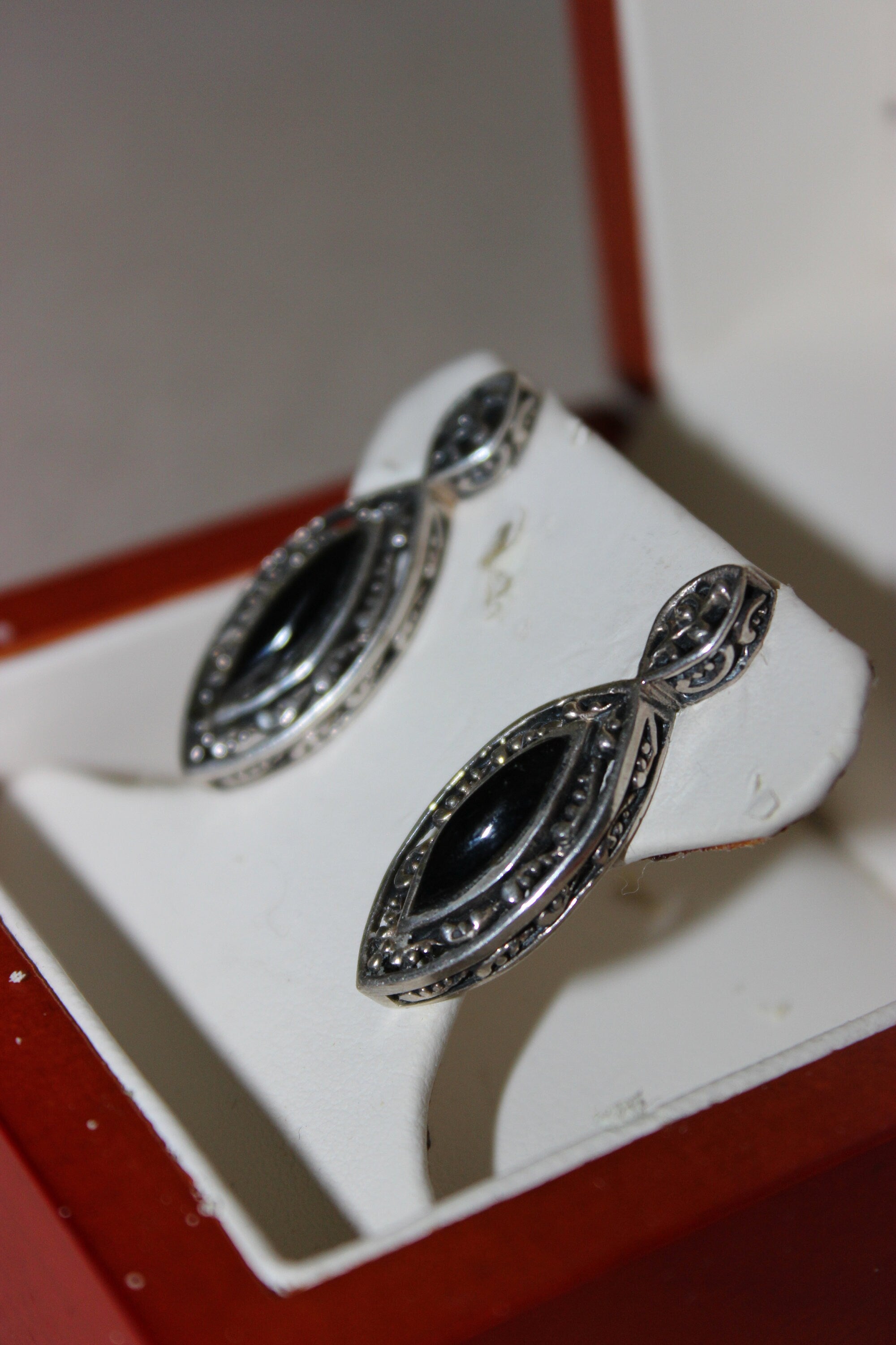 Vintage Sterling Silver and Black Onyx Post Earrings