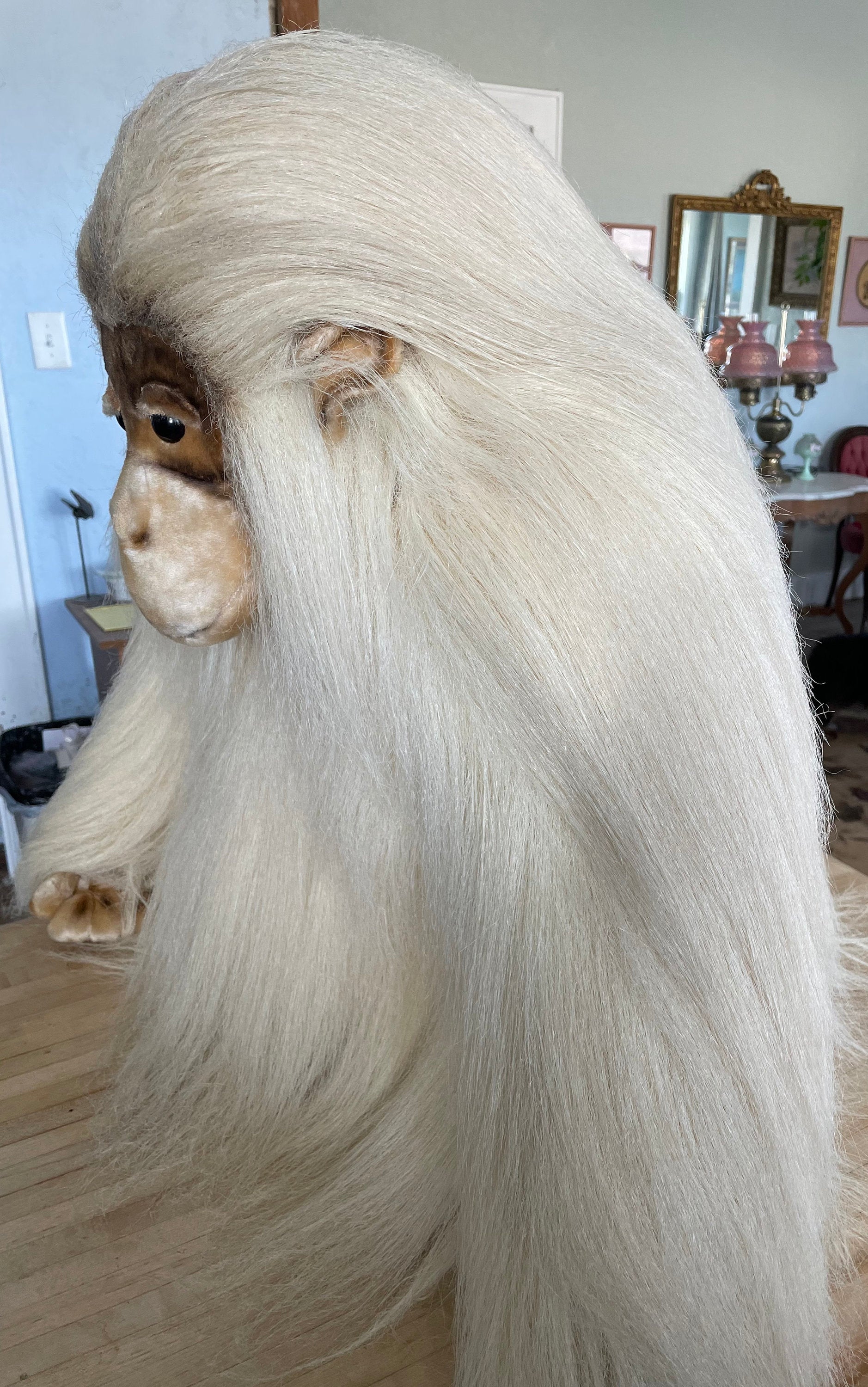 Large Vintage Kamar International Long Blonde Mohair Gorilla