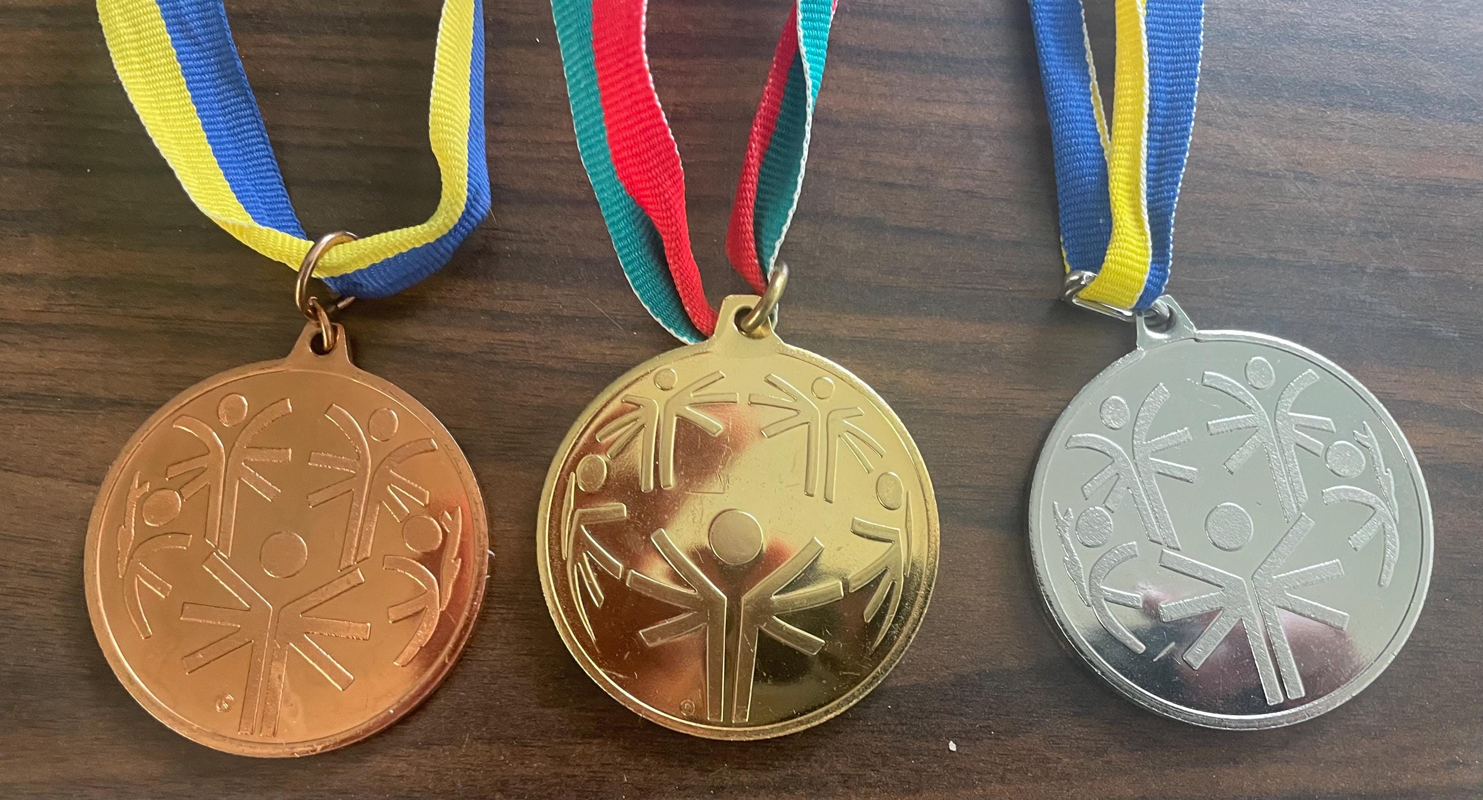 Unique Lot of 3 Special Olympics KENNEDY Gold Silver Bronze Medals Medallion Awards Great Condition