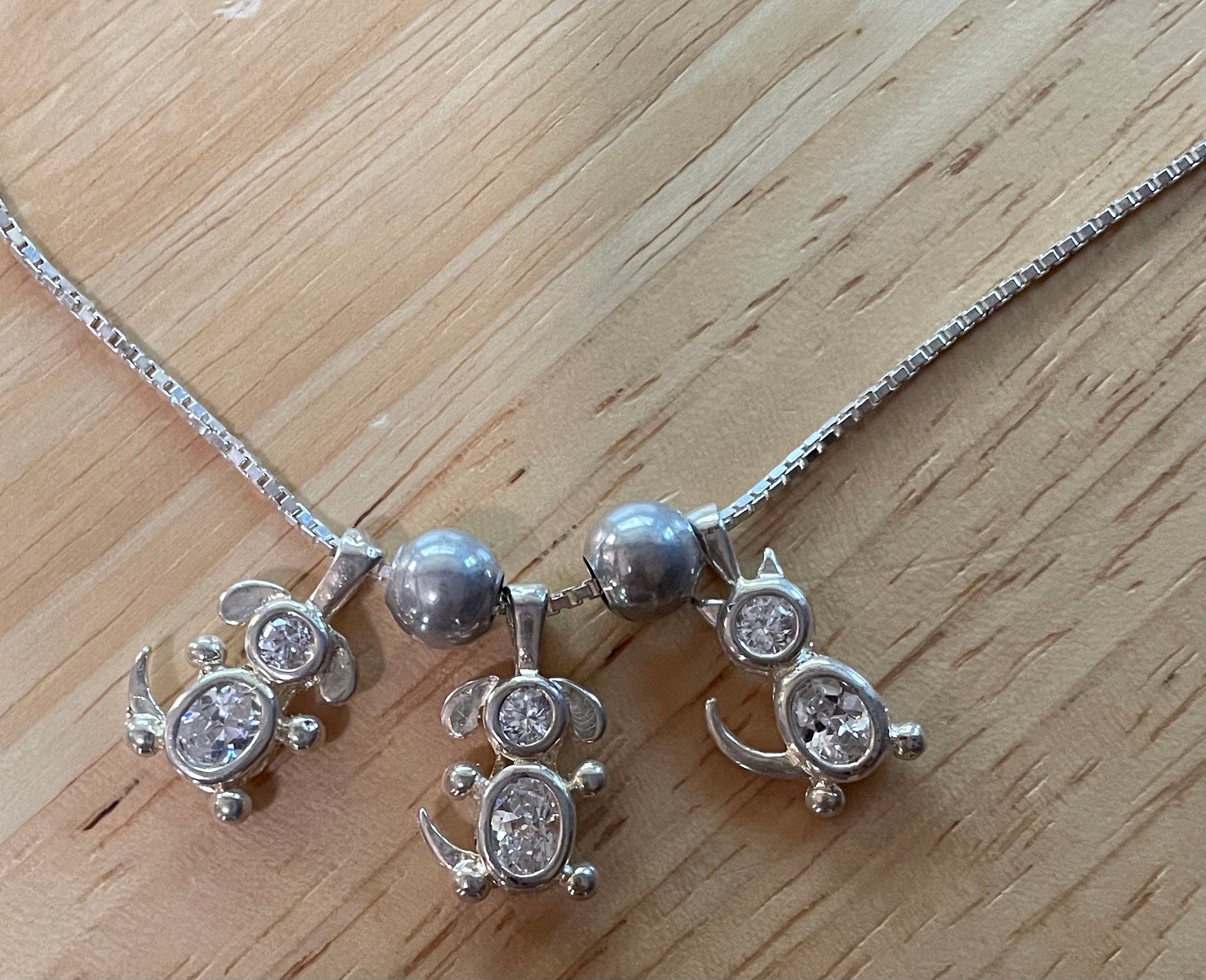 Sterling Silver Animal Lovers Necklace with 3 Topaz Dog and Cat Charms