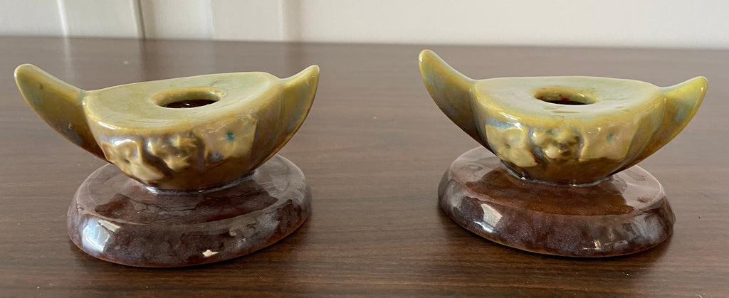 Pair Of Vintage 1940's Roseville Pottery Taper Candle Holders #251