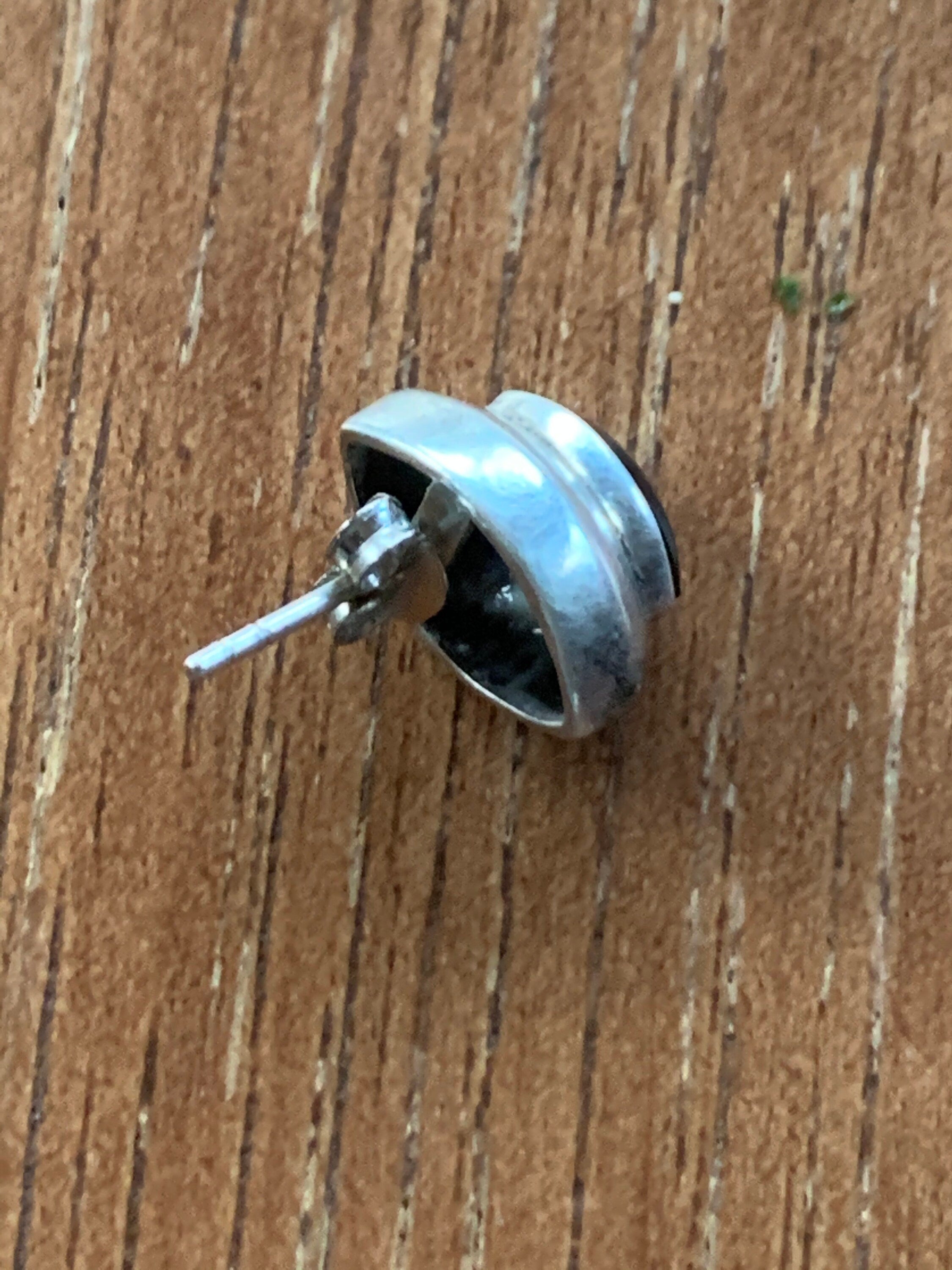 Beautiful Petite Sterling Silver Black Onyx Post Earrings