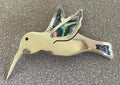 Beautiful Colorful Taxco Abalone and Alpaca Silver Hummingbird Brooch Pin