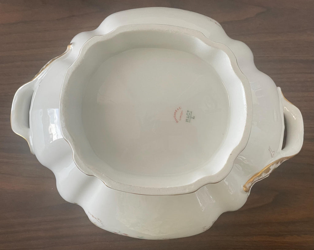 Floral Pattern Large Double Handled Haviland Limoges France Serving Bowl For Soup Fruit Hot Meals