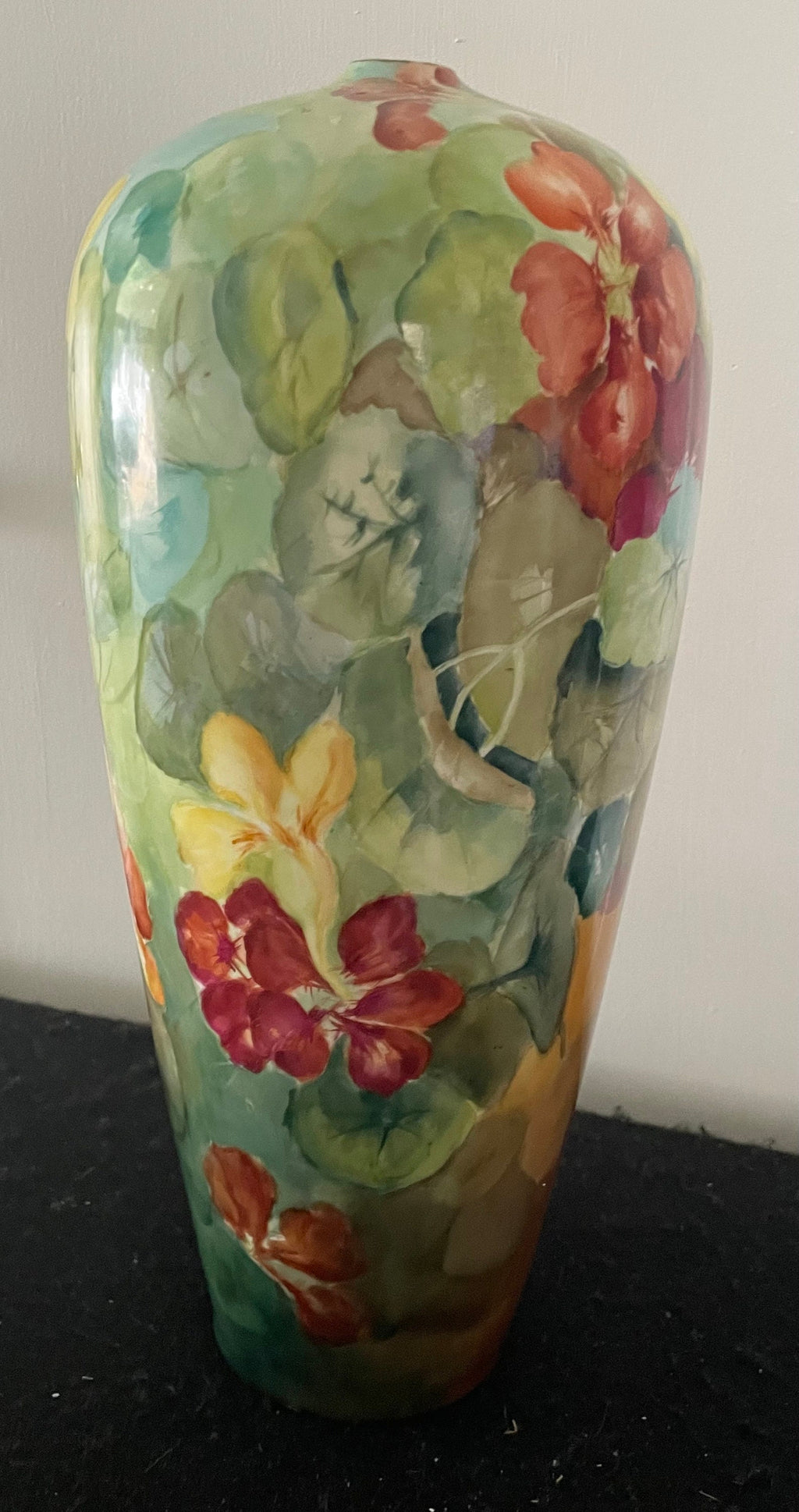 Antique Early 1900's Belleek Willits Hand Painted 13 1/2" Floral Vase
